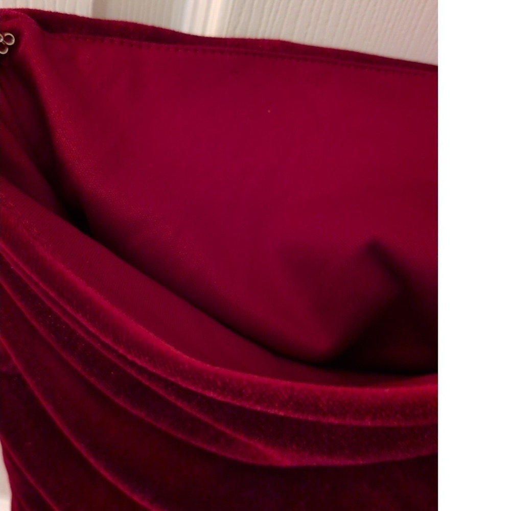 Tahari Arthur S Levine Burgundy Velvet One Shoulder Ruched Midi Dress Womens 14 - Picture 6 of 9